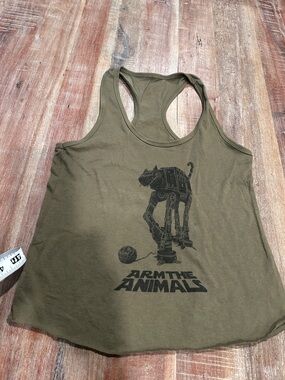 Arm the Animals Olive Green "CAT-AT-AT" Graphic Racerback Tank Top